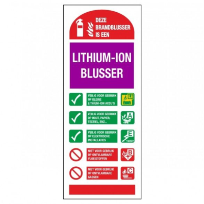 Aanduidingslabel Lithium blusser gebruiksaanwijzing