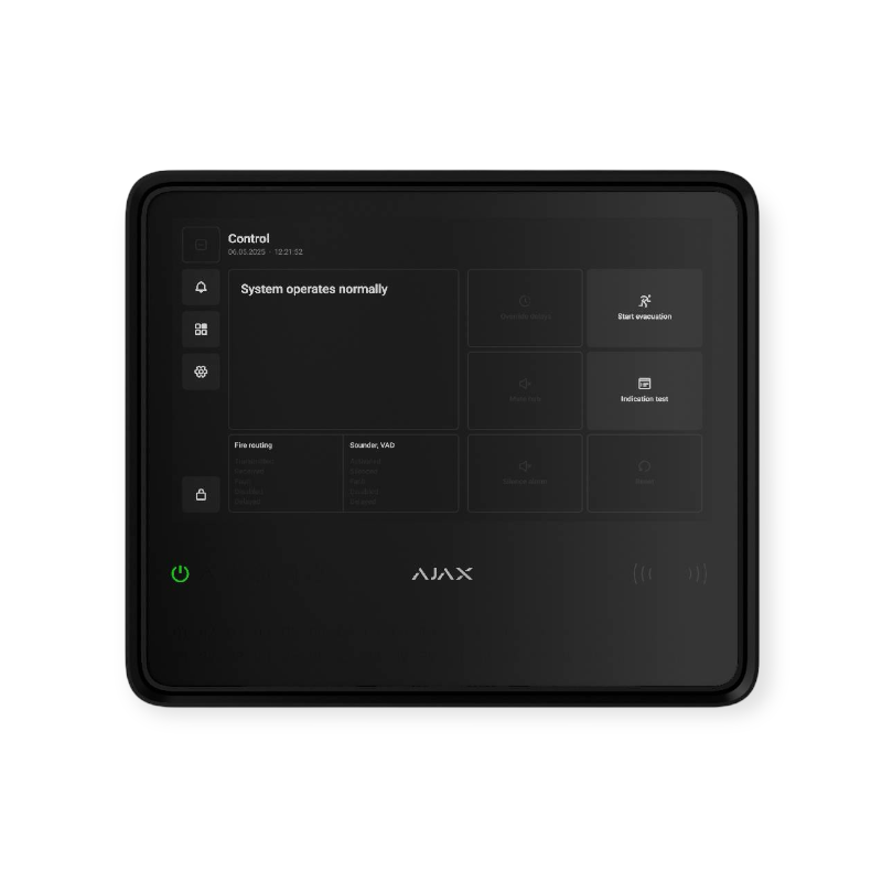 AJAX draadloze Fire HUB EN54 brandmeldpaneel zwart