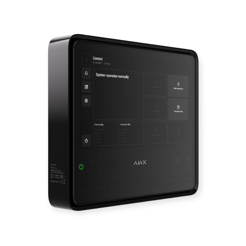 AJAX draadloze Fire HUB EN54 brandmeldpaneel zwart