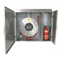 Brandslanghaspelkast en brandblusserkast RVS