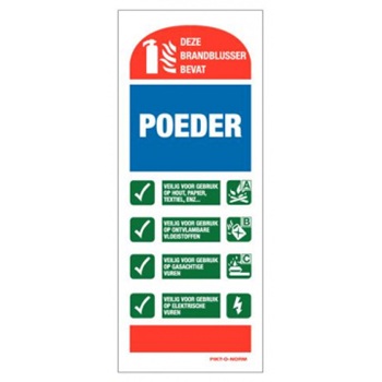 Aanduidingslabel poederblusser gebruiksaanwijzing