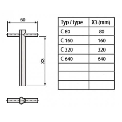 Liftsleutel voor noodbevrijding 160 mm