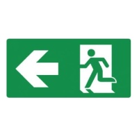 Nooduitgang kunststof pictogram links 150x300mm