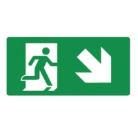Nooduitgang kunststof pictogram rechts omlaag 150x300mm