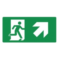 Nooduitgang pictogram sticker rechts omhoog 150x300mm