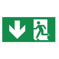 Nooduitgang sticker pictogram rechtdoor links 150x300mm