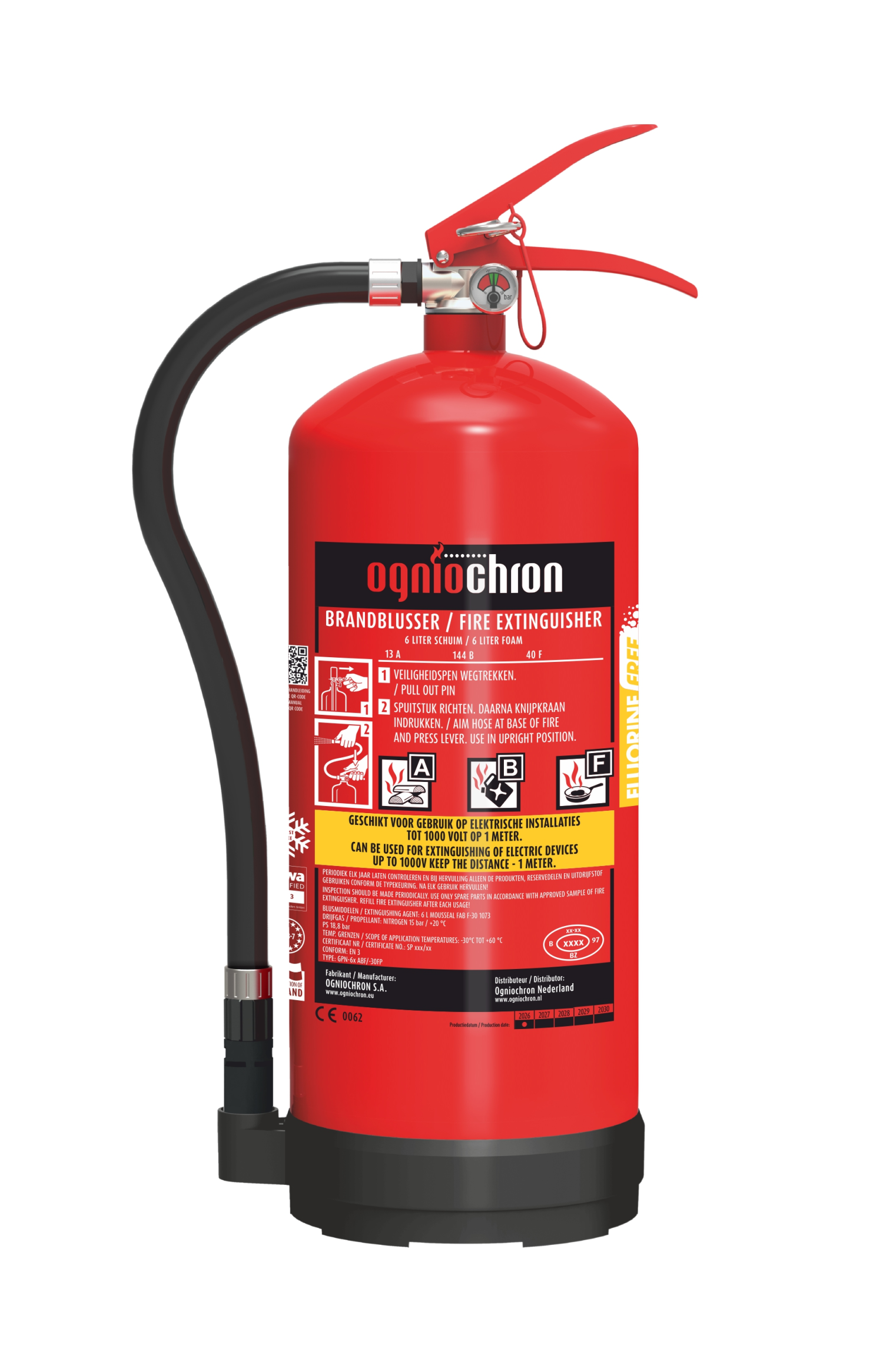 Ogniochron AB PFAS vrije schuimblusser 6 liter Vorstvrij