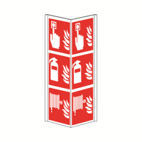 Combinatie meldknop,brandblusser en haspel panoramisch kunststof diverse maten