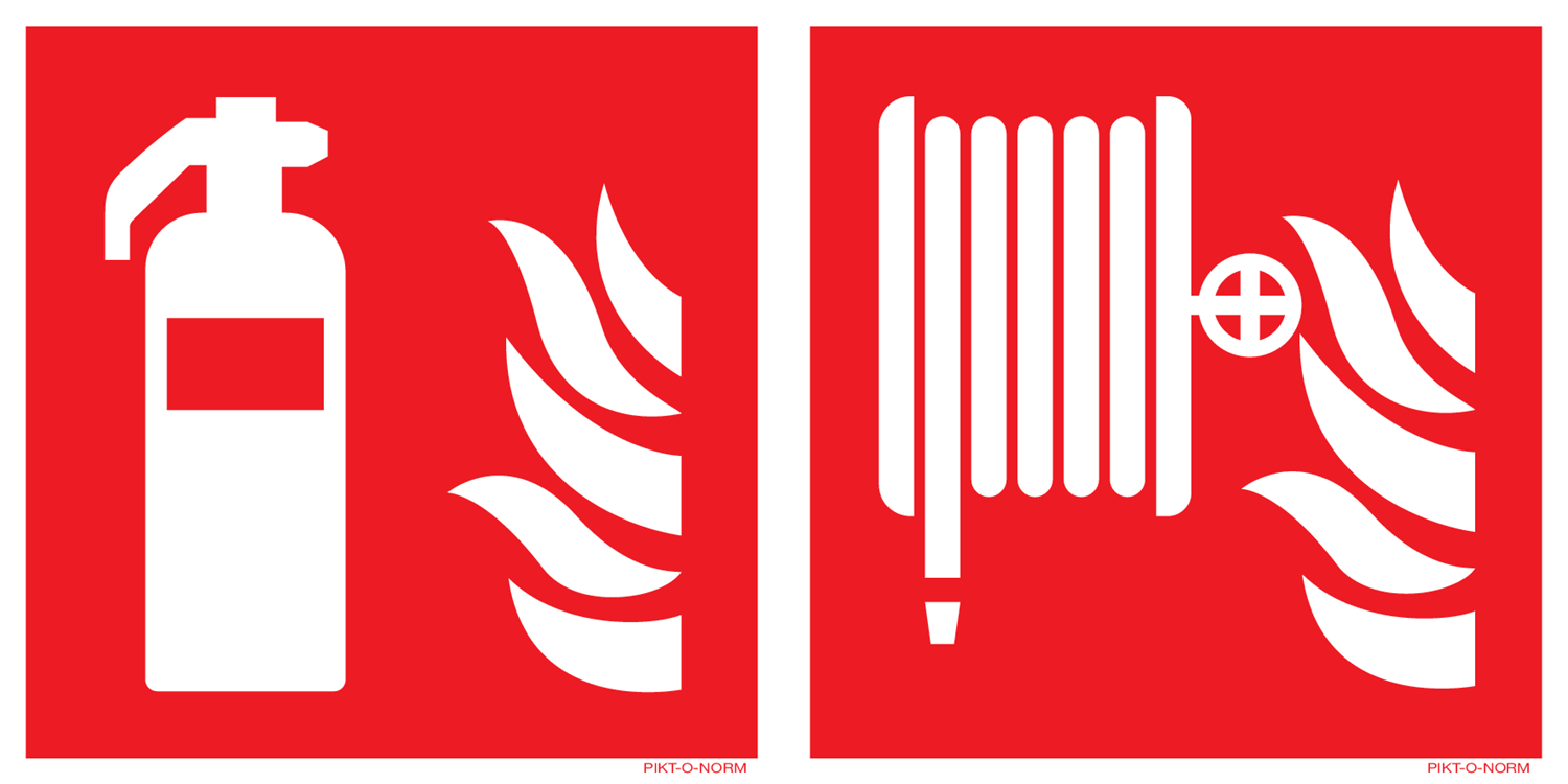 Combinatie pictogram Brandblusser en Brandslang kunststof liggend 400 x200 mm