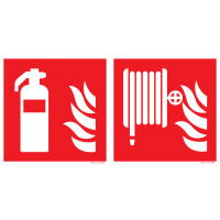 Combinatie pictogram Brandblusser en Brandslang kunststof liggend 400 x200 mm