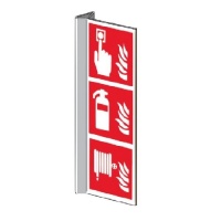 Combinatie meldknop, brandblusser en haspel haaks kunststof diverse maten