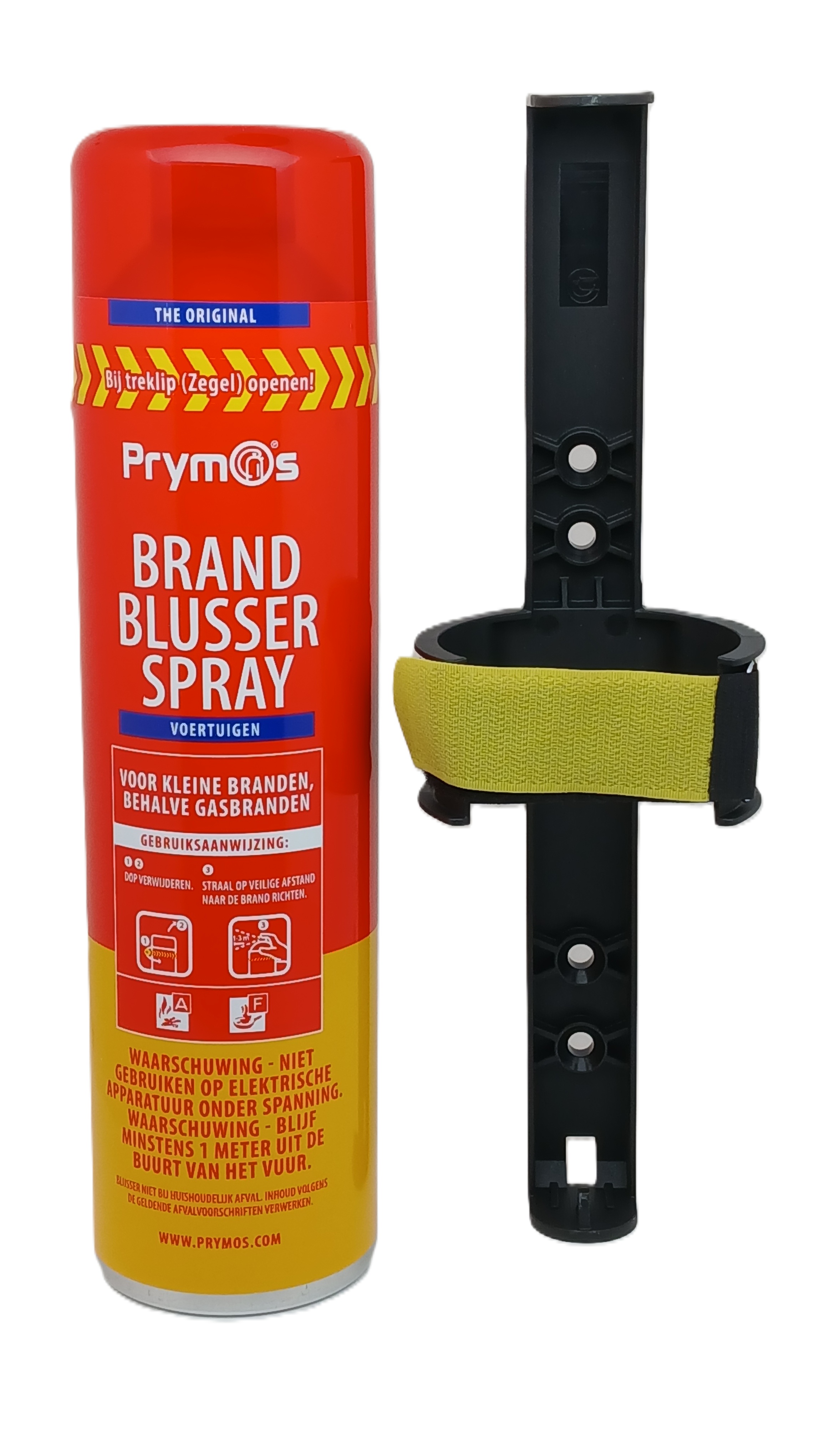 Prymos spray brandblusser voertuigen met klittenband wandbeugel