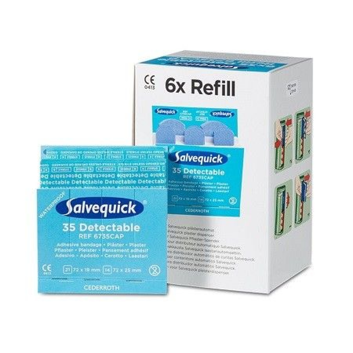 Salvequick navulling blauwe plastic pleisters 6735