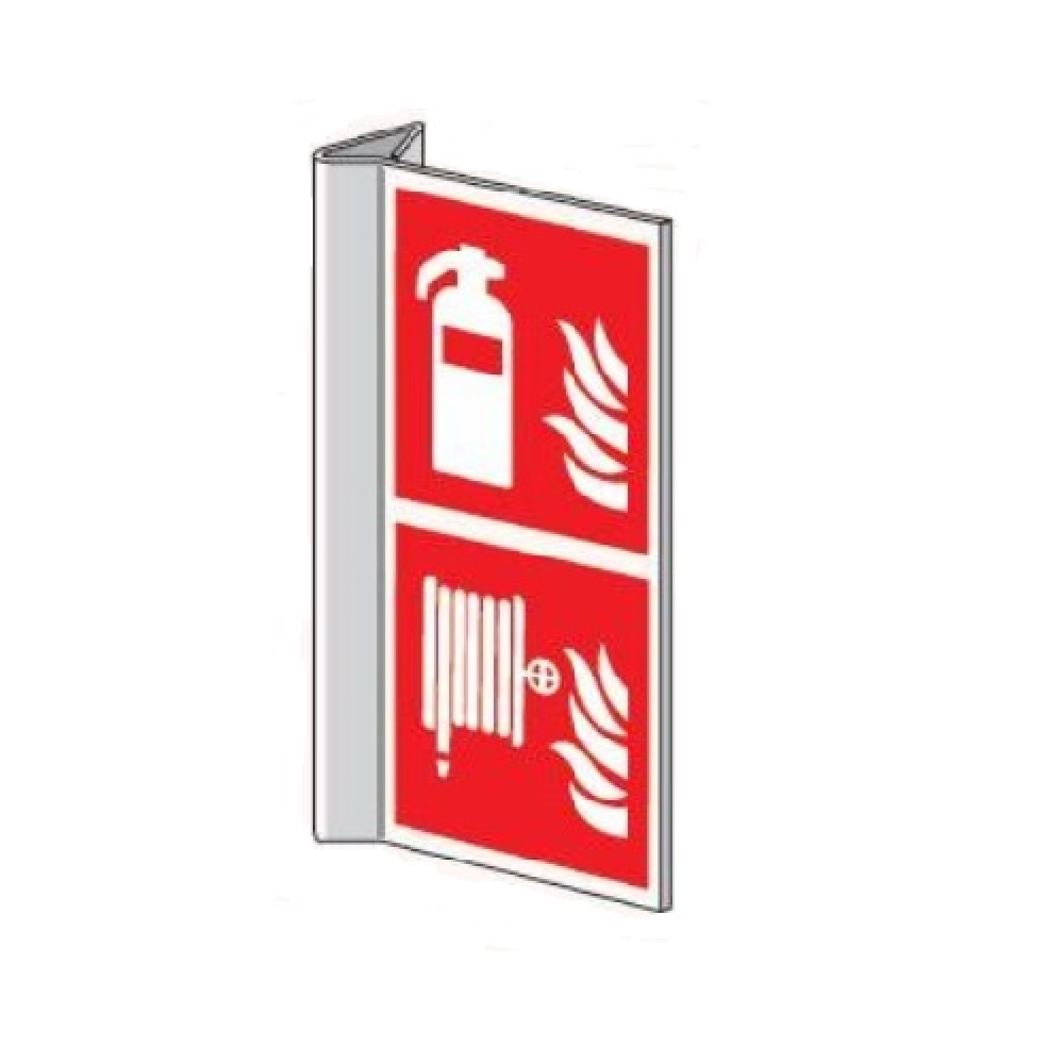 Combinatie pictogram Brandblusser en Brandslang haaks kunststof 300 x 150 mm