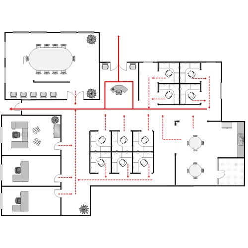 Vluchtplan en ontruimingsplan tussen 400m2 en 1000m2