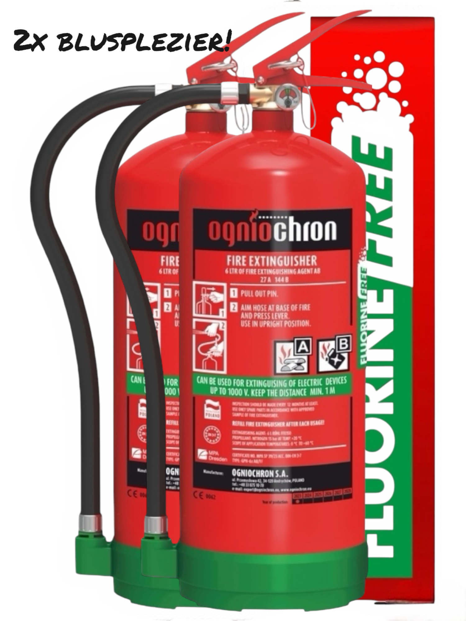 Voordeelpakket 2 Ogniochron AB PFAS vrije schuimblusser 6 liter