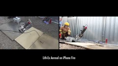 Lith-Ex en Mobiak accu brandblusser blust Iphone brand